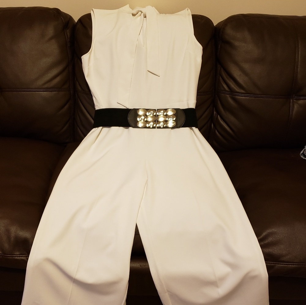 Off White Bow-accent Jumpsuit
